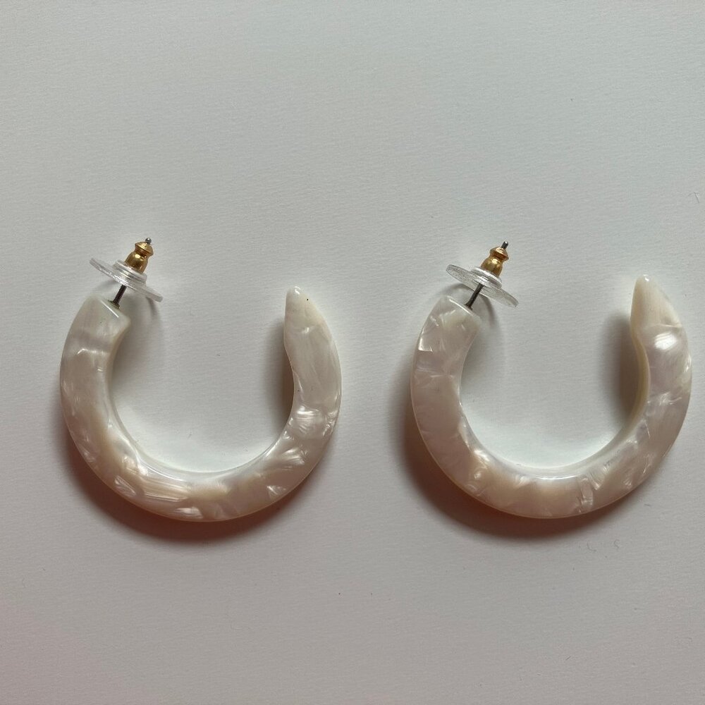 Large alabaster/ivory hoop earrings